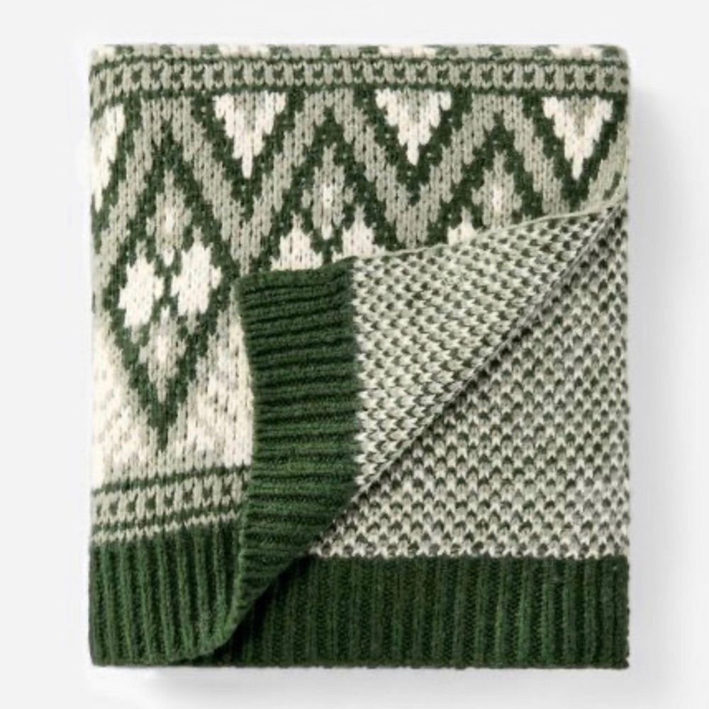 Studio McGee Knit Fair Isle Throw Blanket Green/Cream - Threshold™